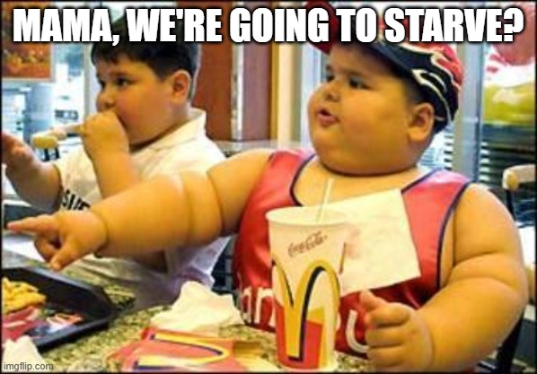 food! | MAMA, WE'RE GOING TO STARVE? | image tagged in food | made w/ Imgflip meme maker