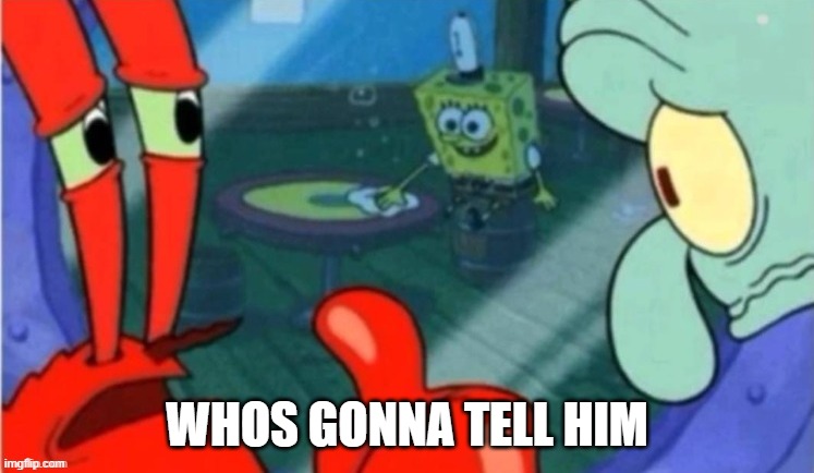 Who gonna tell em | WHOS GONNA TELL HIM | image tagged in who gonna tell em | made w/ Imgflip meme maker