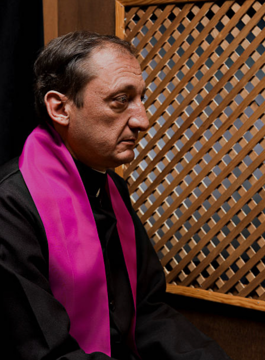 Priest confessing listening Blank Meme Template