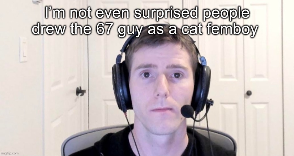 Streamer | I’m not even surprised people drew the 67 guy as a cat femboy | image tagged in streamer | made w/ Imgflip meme maker