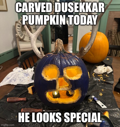 special dusekkar | CARVED DUSEKKAR PUMPKIN TODAY; HE LOOKS SPECIAL | made w/ Imgflip meme maker