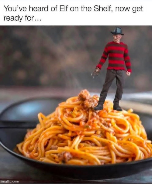 Krueger and meatballs | image tagged in freddy krueger,spaghetti,nightmare on elm street,halloween memes | made w/ Imgflip meme maker