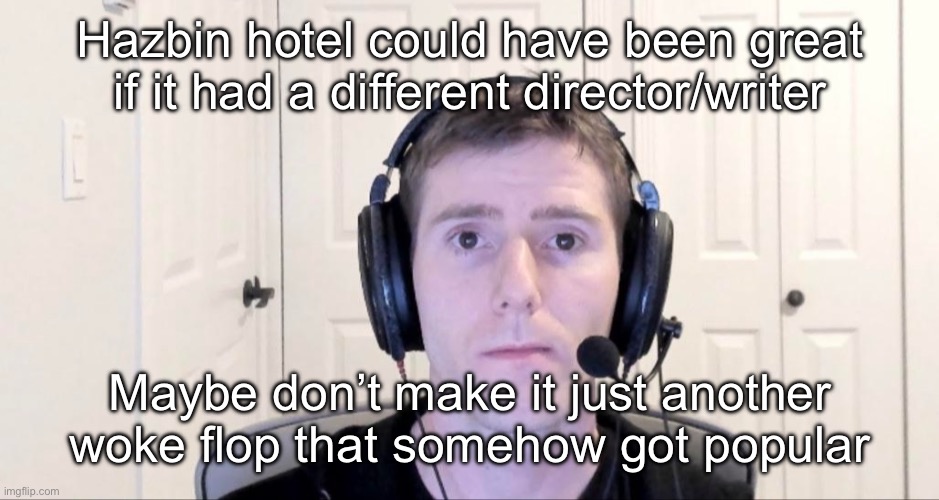 Streamer | Hazbin hotel could have been great if it had a different director/writer; Maybe don’t make it just another woke flop that somehow got popular | image tagged in streamer,msmg | made w/ Imgflip meme maker