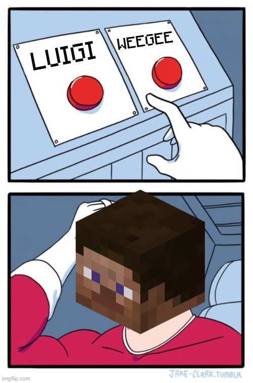 Two Buttons Meme | WEEGEE; LUIGI | image tagged in memes,two buttons | made w/ Imgflip meme maker