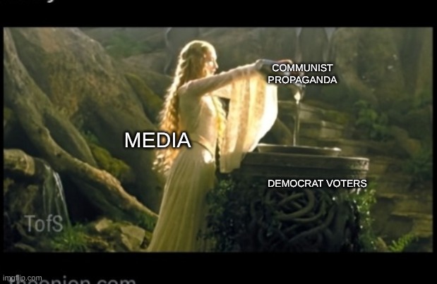 leftwing media & propaganda | COMMUNIST PROPAGANDA; MEDIA; DEMOCRAT VOTERS | image tagged in lady pouring water,communism,mainstream media | made w/ Imgflip meme maker
