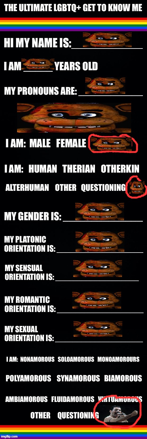 i am fedy | image tagged in the ultimate lgbtq get to know me | made w/ Imgflip meme maker
