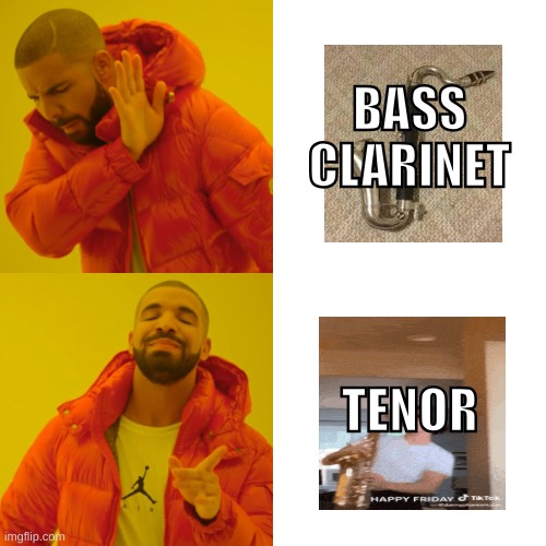 Bass Clarinet | BASS CLARINET; TENOR | image tagged in memes,drake hotline bling | made w/ Imgflip meme maker