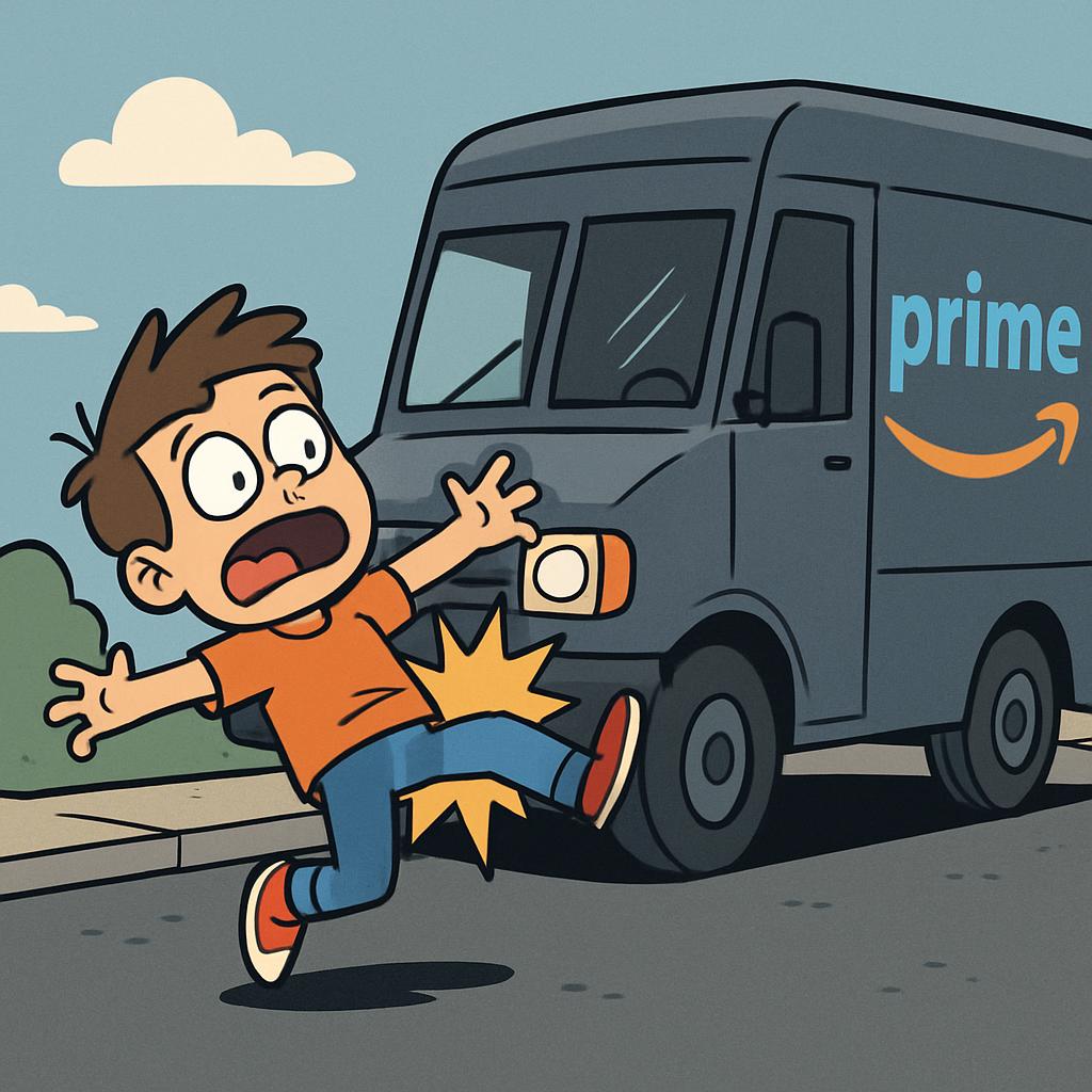 kid getting into a Amazon prime truck Blank Meme Template