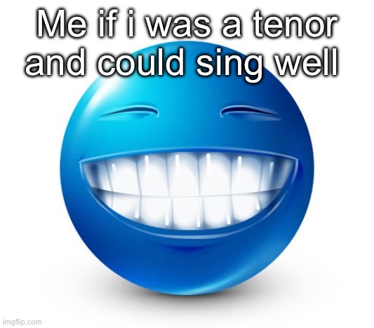 Reasons | Me if i was a tenor and could sing well | image tagged in blue guy smile | made w/ Imgflip meme maker