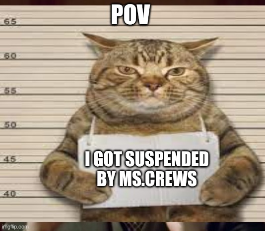 FUNKY BUT | POV; I GOT SUSPENDED BY MS.CREWS | image tagged in pov | made w/ Imgflip meme maker