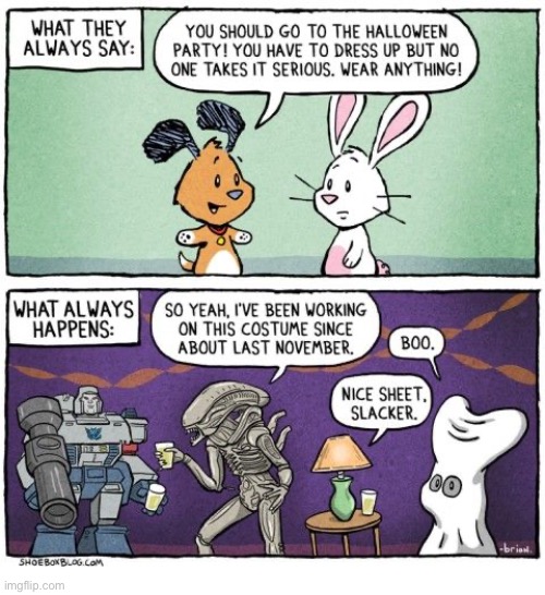 Chuck and Beans | image tagged in comics,chuck and beans,halloween,costumes,bad costume,slacker | made w/ Imgflip meme maker