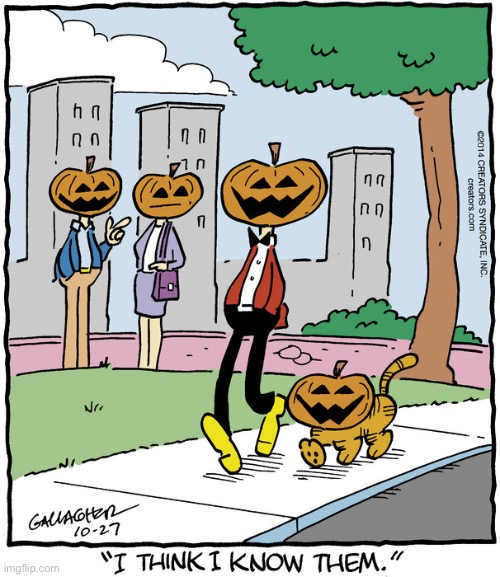 Heathcliff | image tagged in comics,heathcliff,cat,jack o lanterns,masks,recognize | made w/ Imgflip meme maker