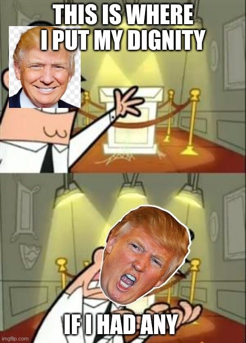 This Is Where I'd Put My Trophy If I Had One Meme | THIS IS WHERE I PUT MY DIGNITY; IF I HAD ANY | image tagged in memes,this is where i'd put my trophy if i had one | made w/ Imgflip meme maker