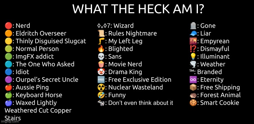 Someone else did this so why not | image tagged in what the heck am i | made w/ Imgflip meme maker