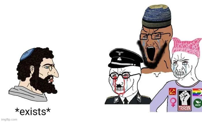 image tagged in wojak,chad,woke,nazi,jihad,jewish | made w/ Imgflip meme maker