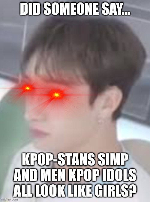 HEHE | DID SOMEONE SAY... KPOP-STANS SIMP AND MEN KPOP IDOLS ALL LOOK LIKE GIRLS? | image tagged in chan,stray kids,kpop fans be like | made w/ Imgflip meme maker