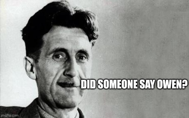 DID SOMEONE SAY OWEN? | image tagged in george orwell | made w/ Imgflip meme maker