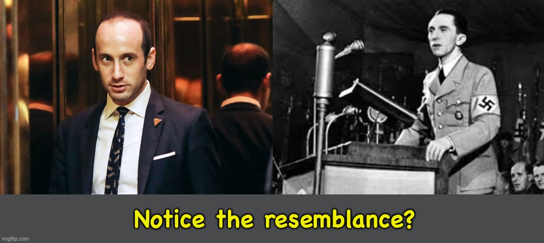 Notice the resemblance? | image tagged in stephen miller,joseph goebbels | made w/ Imgflip meme maker