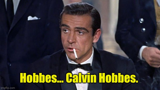 James Bond | Hobbes... Calvin Hobbes. | image tagged in james bond | made w/ Imgflip meme maker