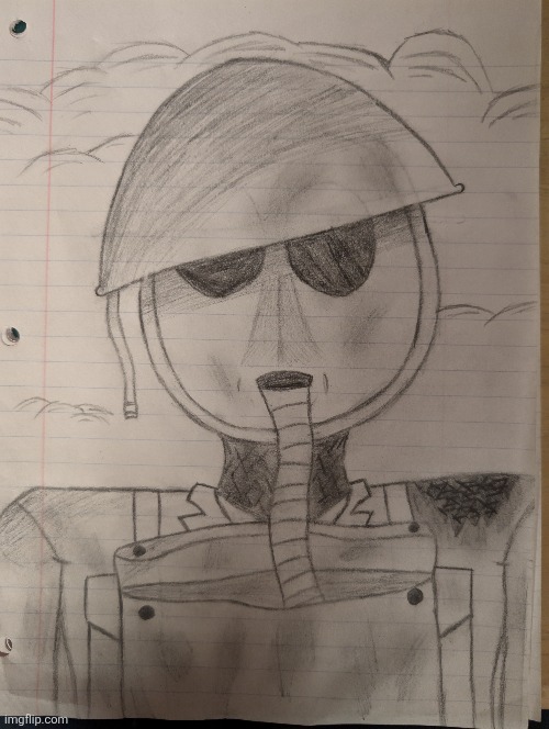 WWI undead soldier | image tagged in art,drawing,ww1 | made w/ Imgflip meme maker