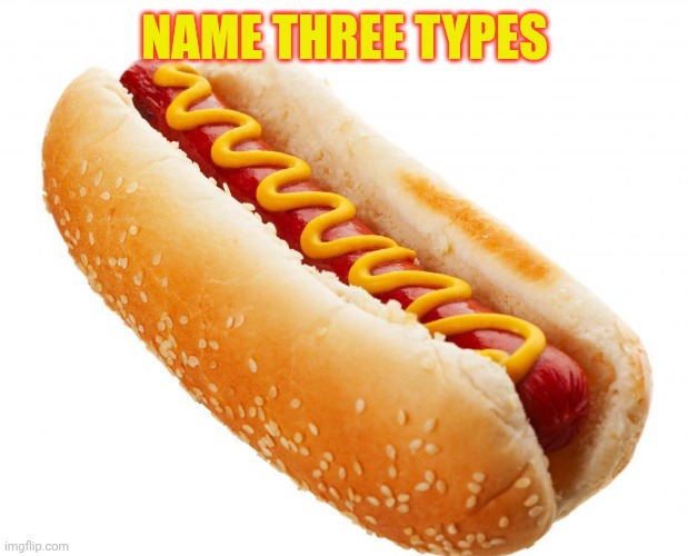 Glizzy | NAME THREE TYPES | image tagged in hotdog | made w/ Imgflip meme maker