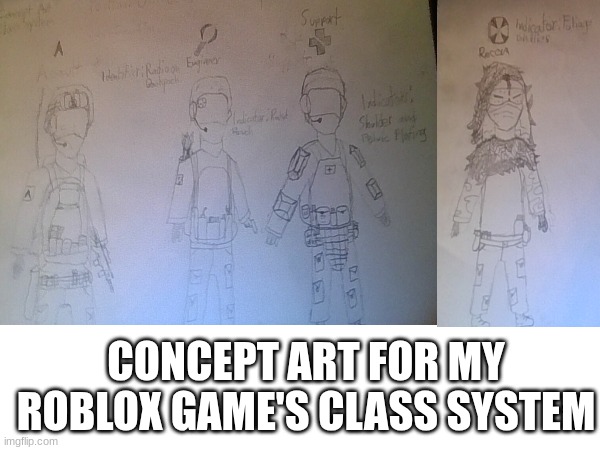 Roblox Battlefield is real and it is in early development | CONCEPT ART FOR MY ROBLOX GAME'S CLASS SYSTEM | image tagged in art,drawings | made w/ Imgflip meme maker