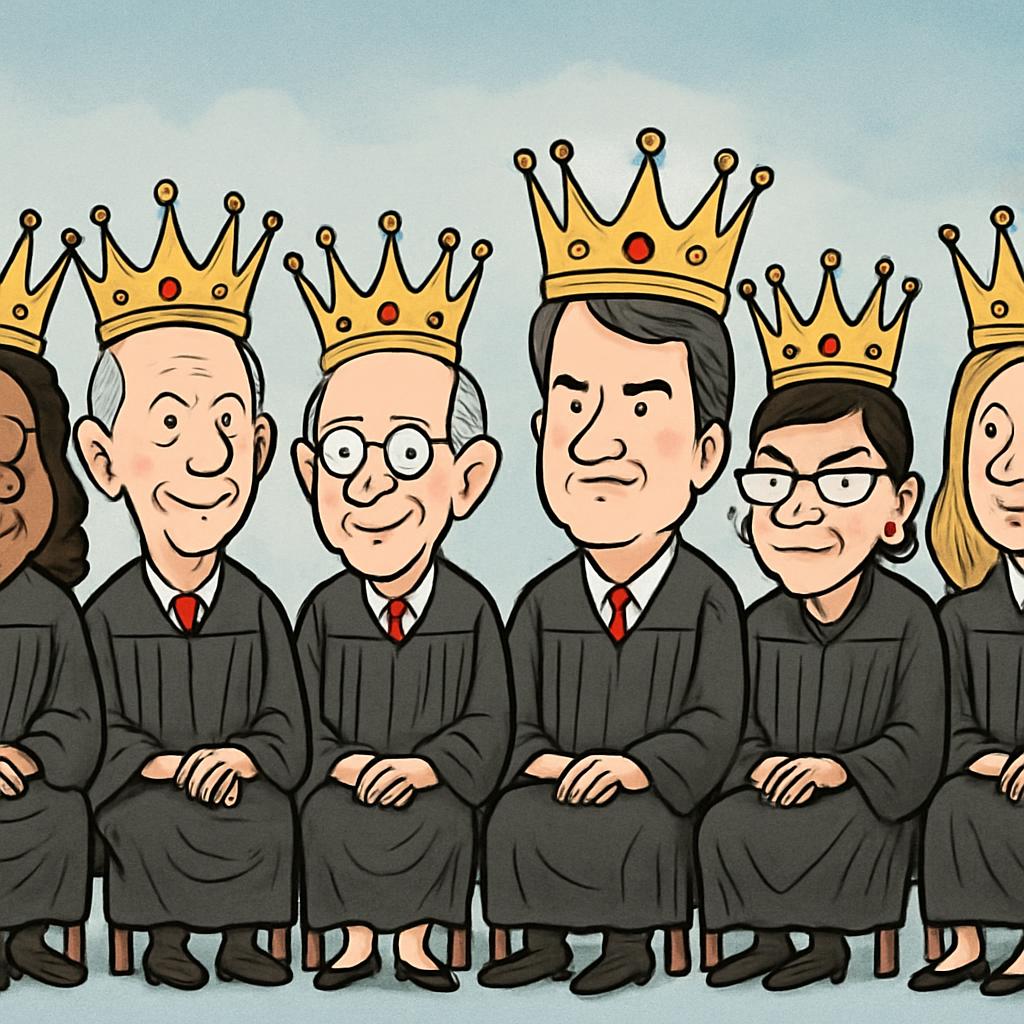 Add crowns to each person of the SCOTUS Blank Meme Template