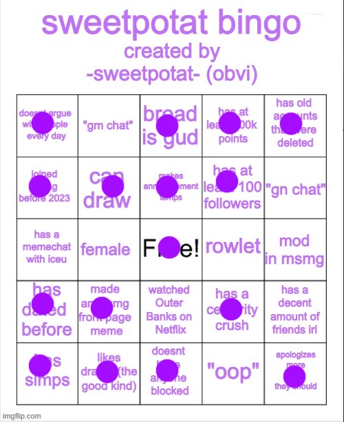 double bingo | image tagged in sweetpotat bingo | made w/ Imgflip meme maker