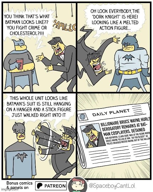 image tagged in batman,costumes,bruce wayne,insults | made w/ Imgflip meme maker
