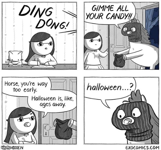 image tagged in horse,candy,thief,halloween,plot twist,wait what | made w/ Imgflip meme maker