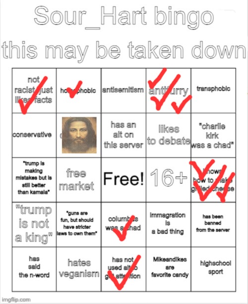 Sour_Hart bingo | image tagged in sour_hart bingo | made w/ Imgflip meme maker