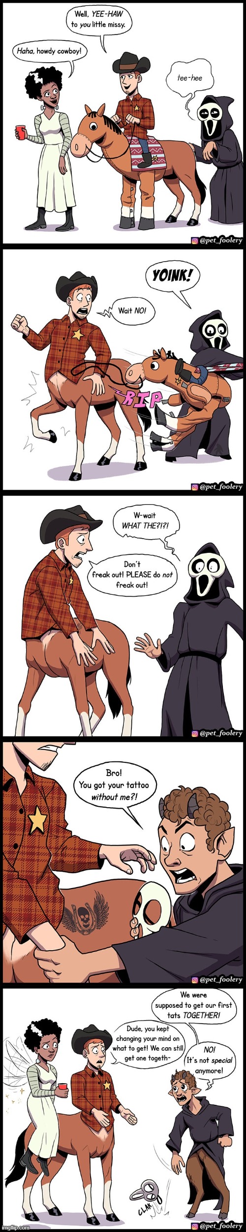 image tagged in halloween,centaur,satyr,fairy,tattoo,plot twist | made w/ Imgflip meme maker