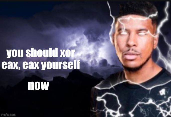 sudo uninstall you.exe | you should xor eax, eax yourself; now | image tagged in k wodr blank | made w/ Imgflip meme maker