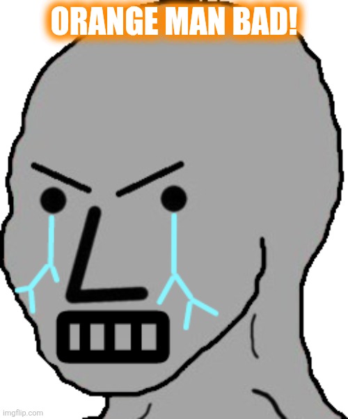 NPC Rage | ORANGE MAN BAD! | image tagged in npc rage | made w/ Imgflip meme maker