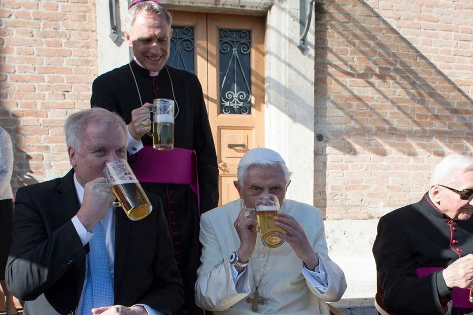 Pope Drinking Beer Blank Meme Template