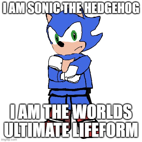 sonic the hedgehog | I AM SONIC THE HEDGEHOG; I AM THE WORLDS ULTIMATE LIFEFORM | image tagged in shadow the hedgehog,sonic the hedgehog | made w/ Imgflip meme maker