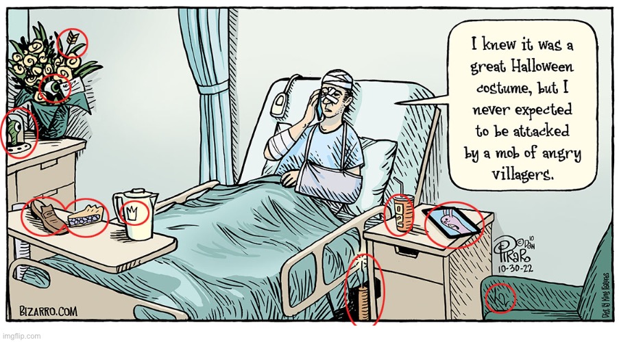 Bizarro Comics | image tagged in comics,bizarro comics,hospital,patient,too realistic,costume | made w/ Imgflip meme maker