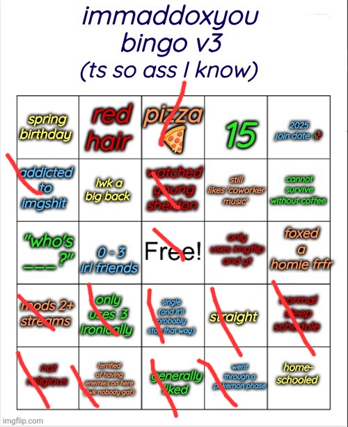 immaddoxyou bingo v3 | image tagged in immaddoxyou bingo v3 | made w/ Imgflip meme maker