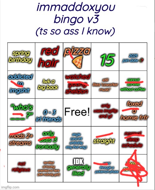 Shrug | IDK | image tagged in immaddoxyou bingo v3 | made w/ Imgflip meme maker