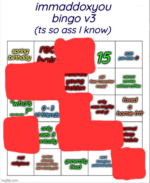 so close </3 | image tagged in immaddoxyou bingo v3 | made w/ Imgflip meme maker