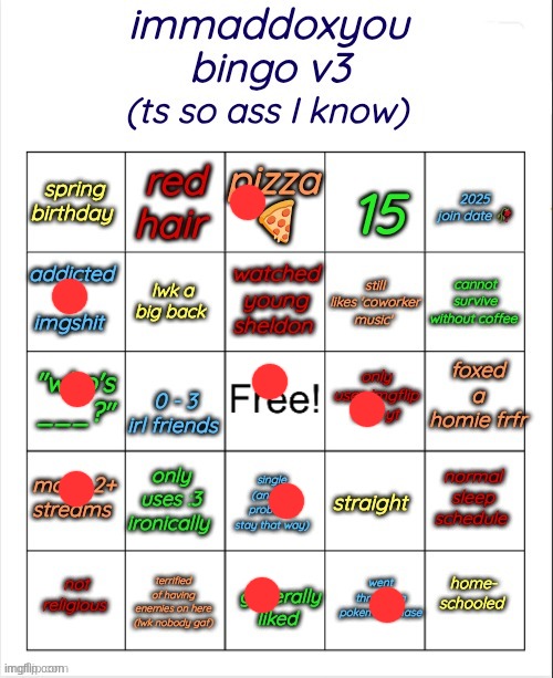 good morning my ninjas | image tagged in immaddoxyou bingo v3 | made w/ Imgflip meme maker