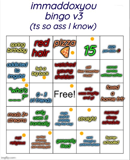 no binger :( | image tagged in immaddoxyou bingo v3 | made w/ Imgflip meme maker