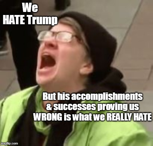 Had to be hard to Back Mumbles but knock The Donald on record | We HATE Trump; But his accomplishments & successes proving us WRONG is what we REALLY HATE | image tagged in libs hate trump accomplishments meme | made w/ Imgflip meme maker