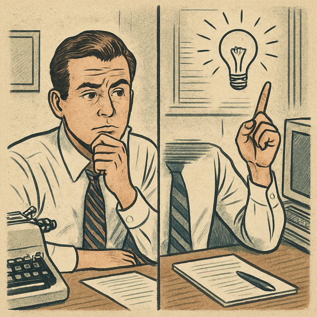 Pondering office worker / Ah ha moment Blank Meme Template