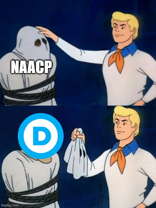 Scooby doo mask reveal | NAACP | image tagged in scooby doo mask reveal | made w/ Imgflip meme maker
