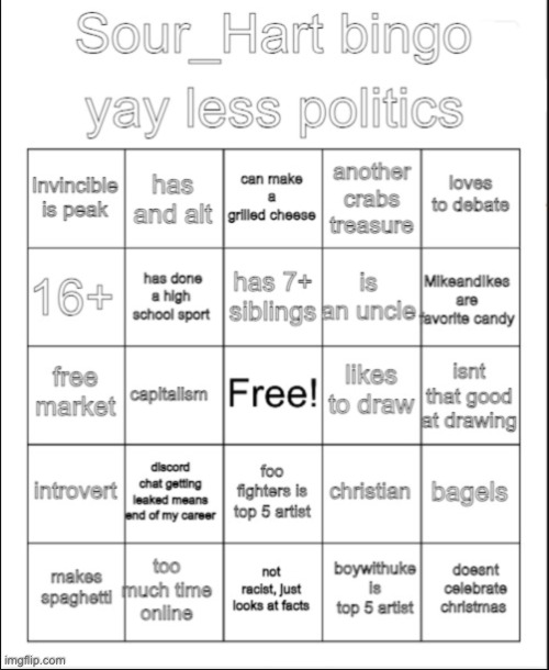 Sour_Hart bingo 2 | image tagged in sour_hart bingo 2 | made w/ Imgflip meme maker