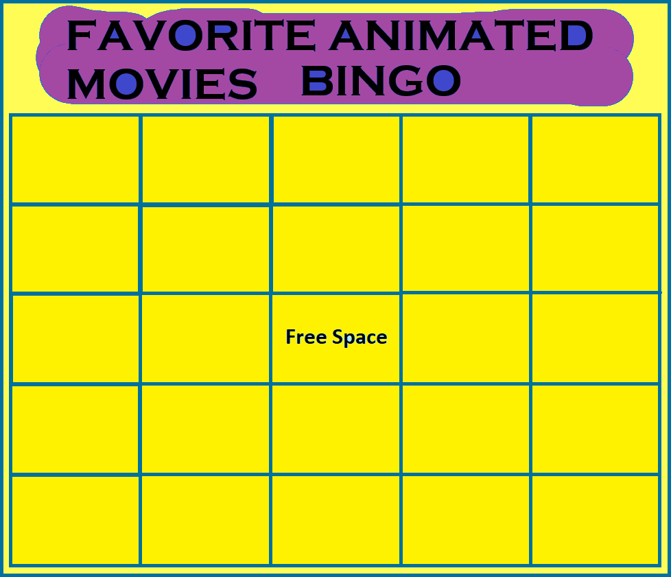 Favorite animated movies bingo Blank Meme Template