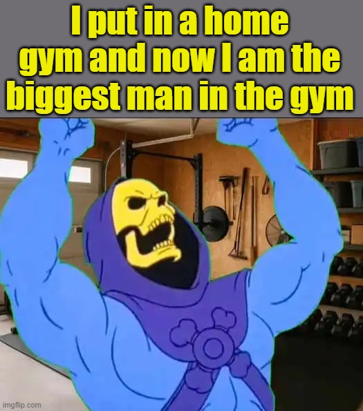 You can claim the title | I put in a home gym and now I am the biggest man in the gym | image tagged in workout | made w/ Imgflip meme maker