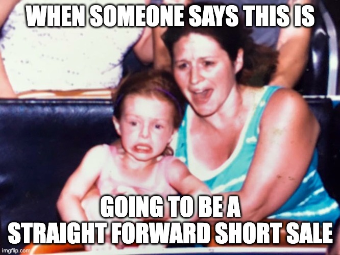 Roller coaster kid | WHEN SOMEONE SAYS THIS IS; GOING TO BE A STRAIGHT FORWARD SHORT SALE | image tagged in roller coaster kid | made w/ Imgflip meme maker