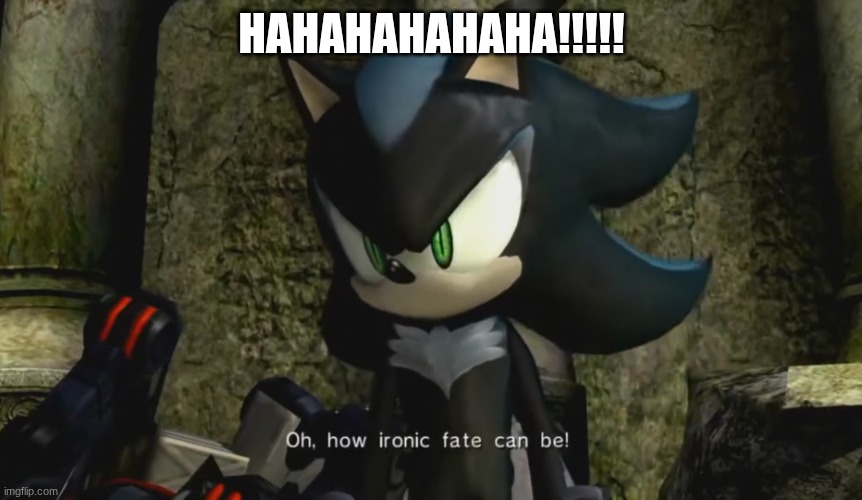 Mephiles how ironic fate can be | HAHAHAHAHAHA!!!!! | image tagged in mephiles how ironic fate can be | made w/ Imgflip meme maker